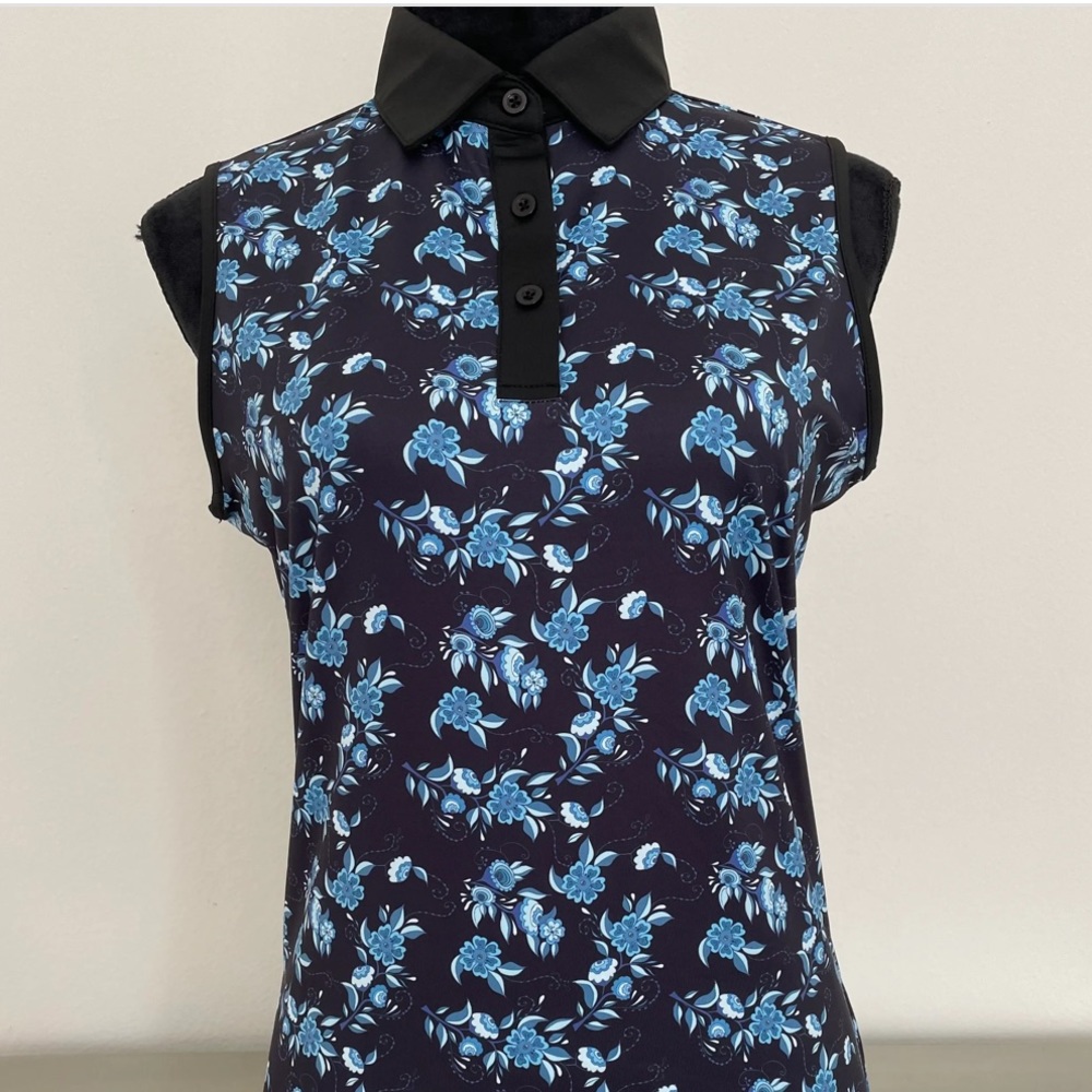 CS Ladies Sleeveless Floral Print Polo
